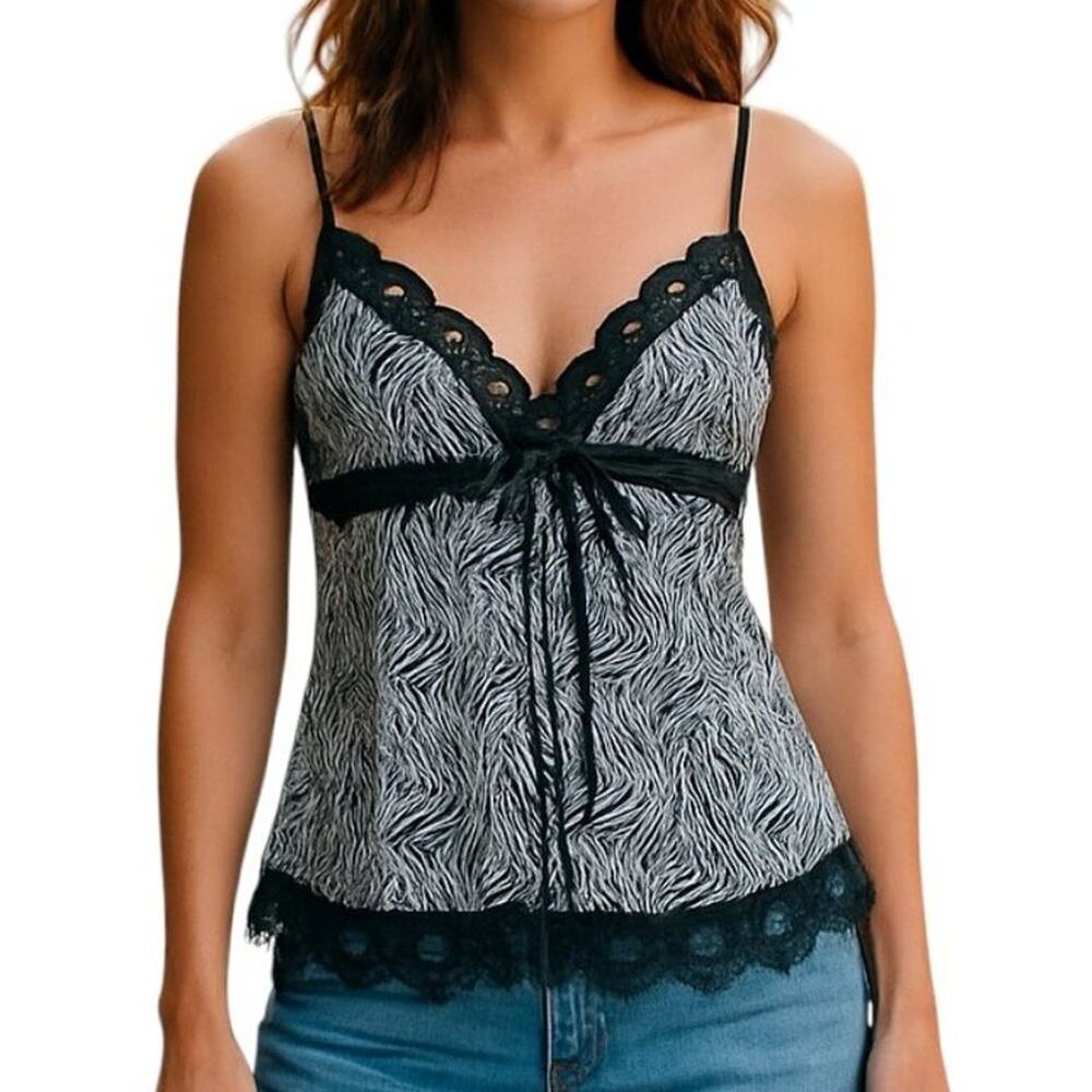 Bebe Y2K Zebra Print Silk Camisole Top Size M NWOT